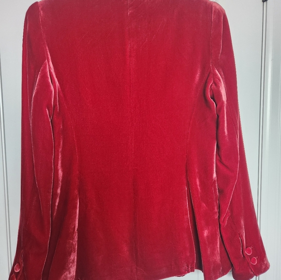 L'AGENCE Chamberlain Single Breasted Red Velvet Blazer - Picture 3 of 5